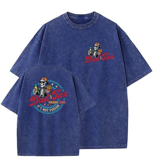 Dad Tax Washed And Distressed Pattern Crew Neck T-Shirt