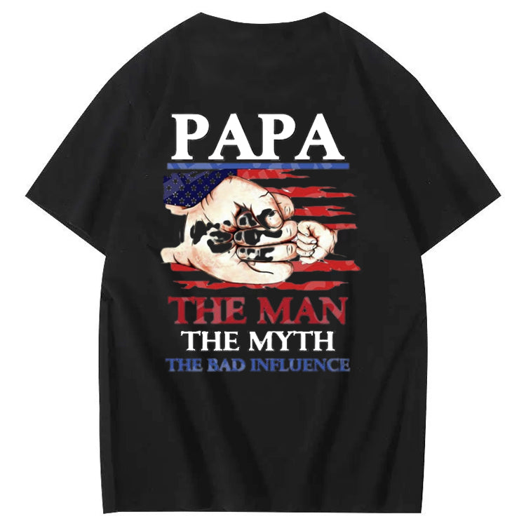 Cool Papa Club The Man The Myth The Bad Influence Art Pattern Print T-Shirt