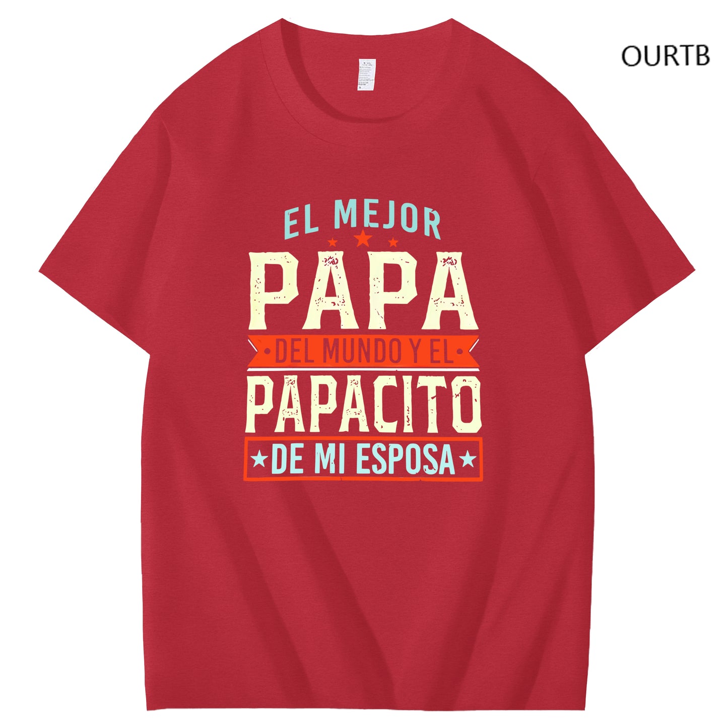 El Mejor Papa Del Mundo Yel Papacito De Mi Esposa Funny Art Pattern Print T-Shirt