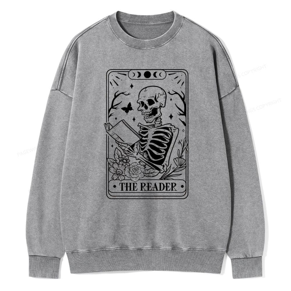 Halloween The Reader Tarot Card Unisex Washed Sweatshirt