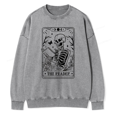 Halloween The Reader Tarot Card Unisex Washed Sweatshirt