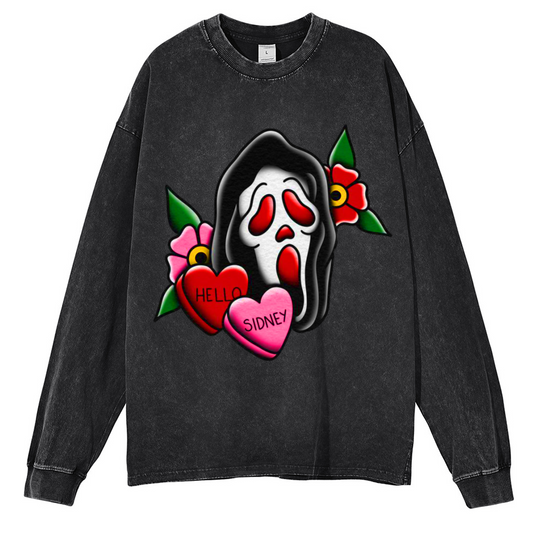 Hello Sidney Unisex Casual Washed Printed Round Neck Sweatshirt