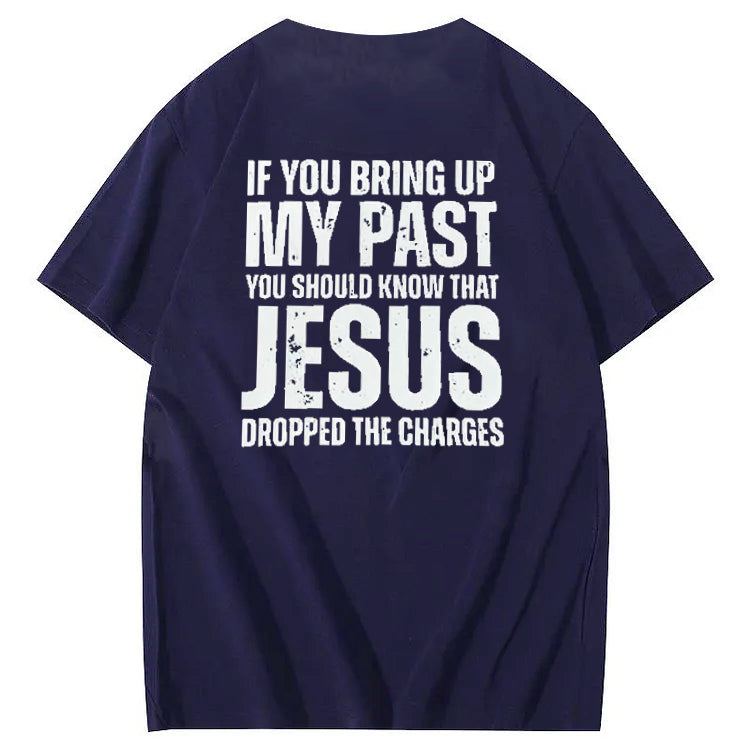 Bring Up My Past Jesus Pattern Print Crew Neck T-Shirt