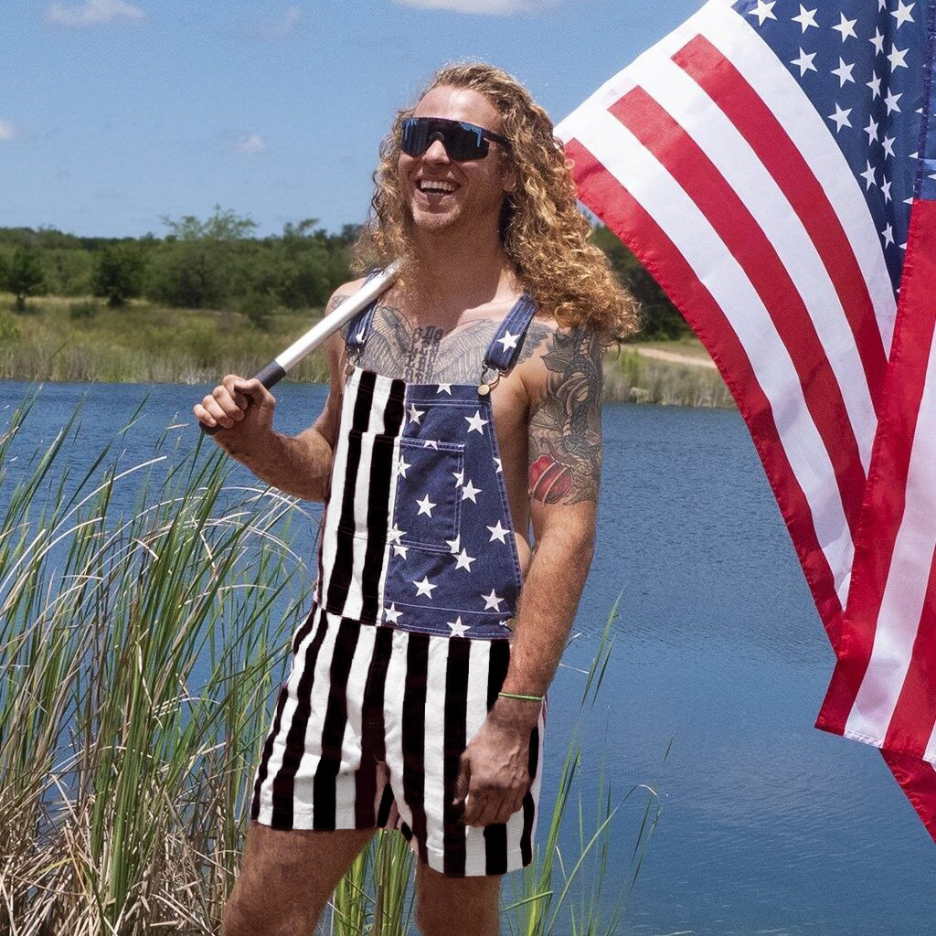 American Independence Day Flag Unisex Canvas Denim Jumpsuit