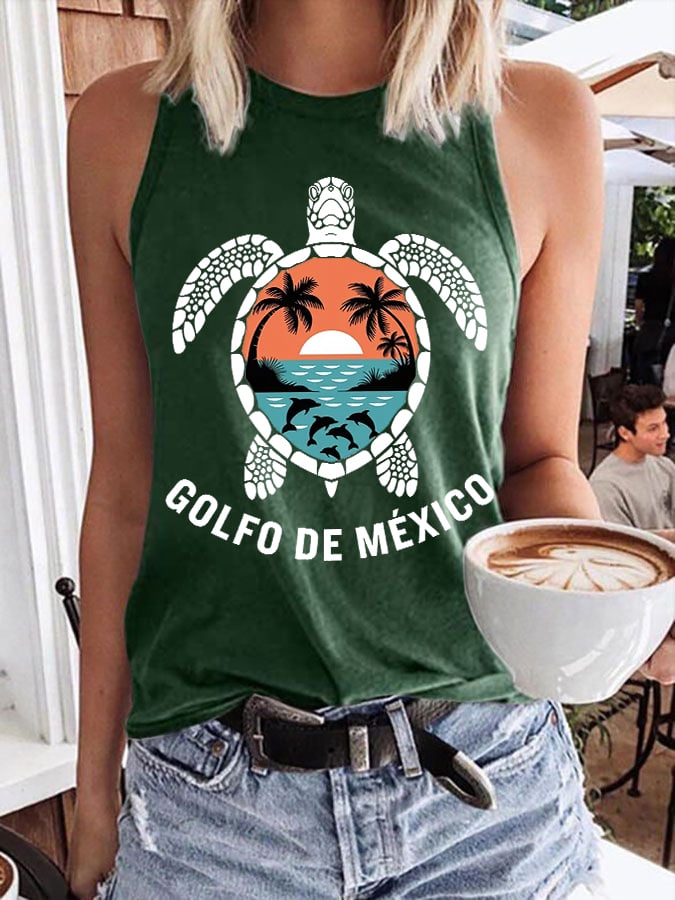 Women’s Retro Gulf Of Mexico Print Tank Top