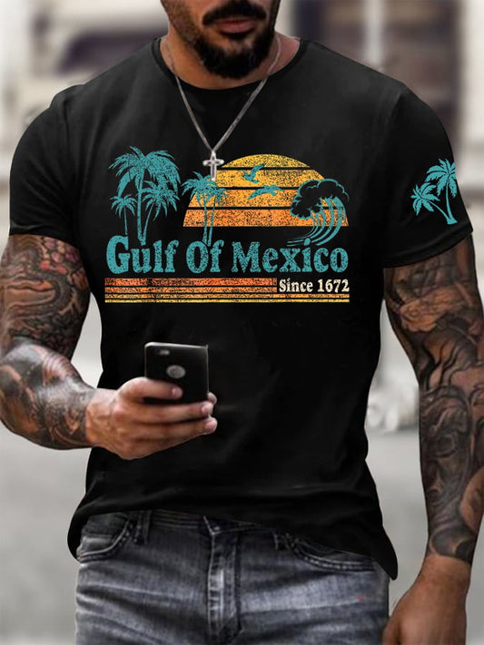 Men's Gulf Of Mexico Printed Round Neck T-Shirt