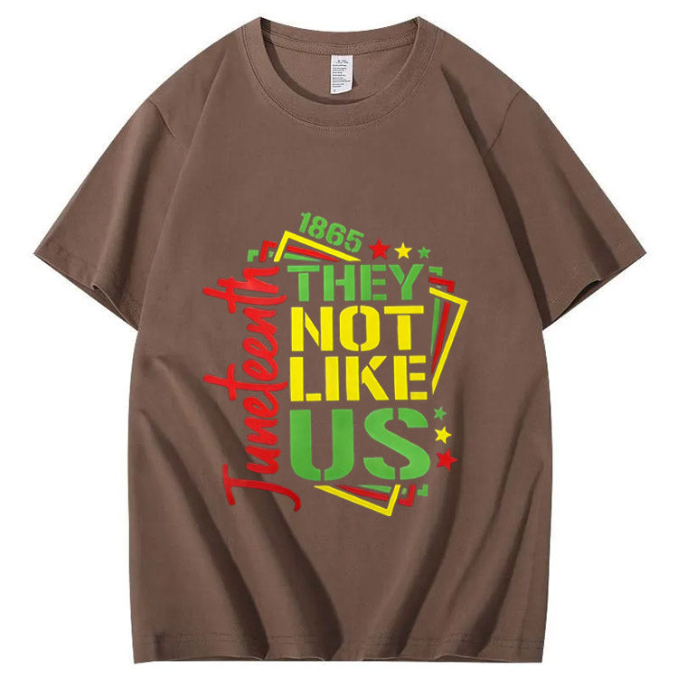 Juneteenth 1865 The Not Like USA Pattern Print 100%Cotton T-Shirt