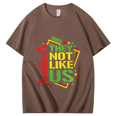 Juneteenth 1865 The Not Like USA Pattern Print 100%Cotton T-Shirt