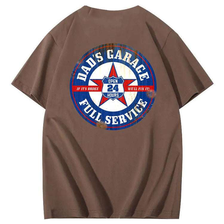 Dad's Garage Full Service If It's Broke We'll Fix It Printed Men's T-shirt
