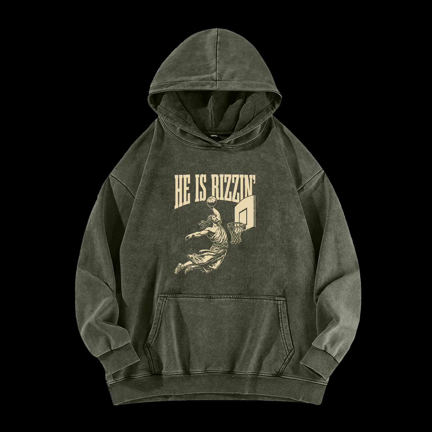 He Is Rizzin' Washed Hoodie