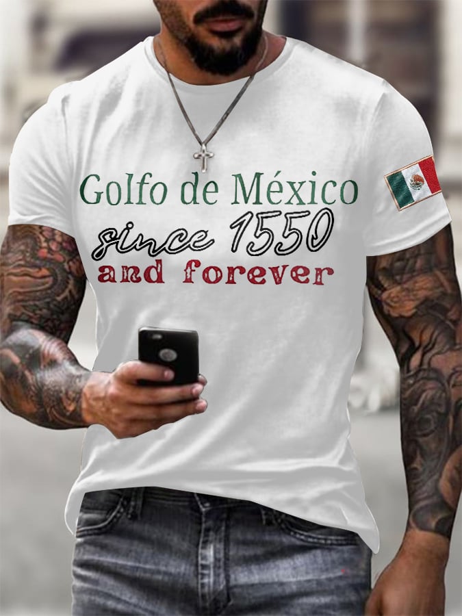 Men'S Retro Gulf Of Mexico Printed Casual Crew Neck T-Shirt