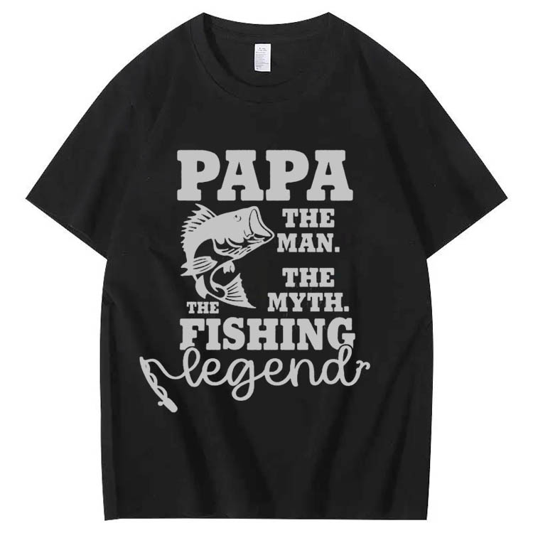 Papa The Man The Myth The Fishing Art Pattern Print T-Shirt