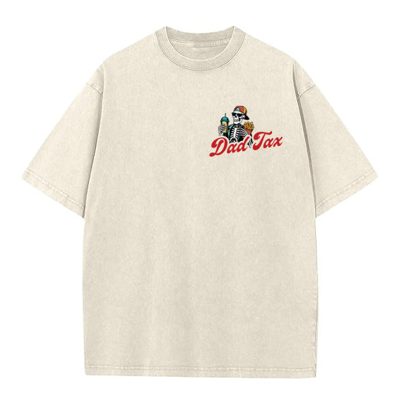 Dad Tax Washed And Distressed Pattern Crew Neck T-Shirt