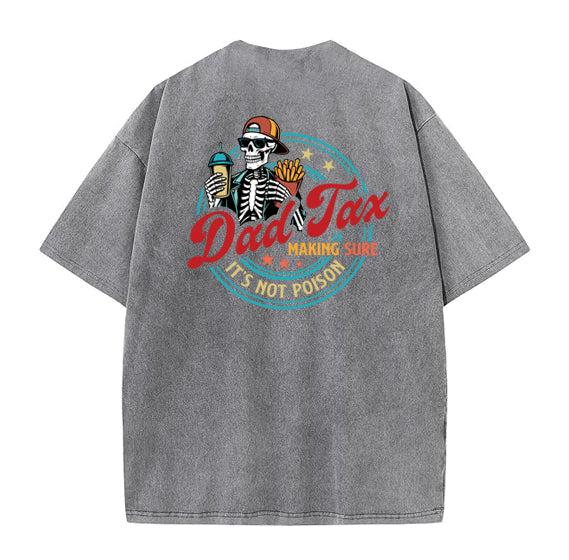 Dad Tax Washed And Distressed Pattern Crew Neck T-Shirt