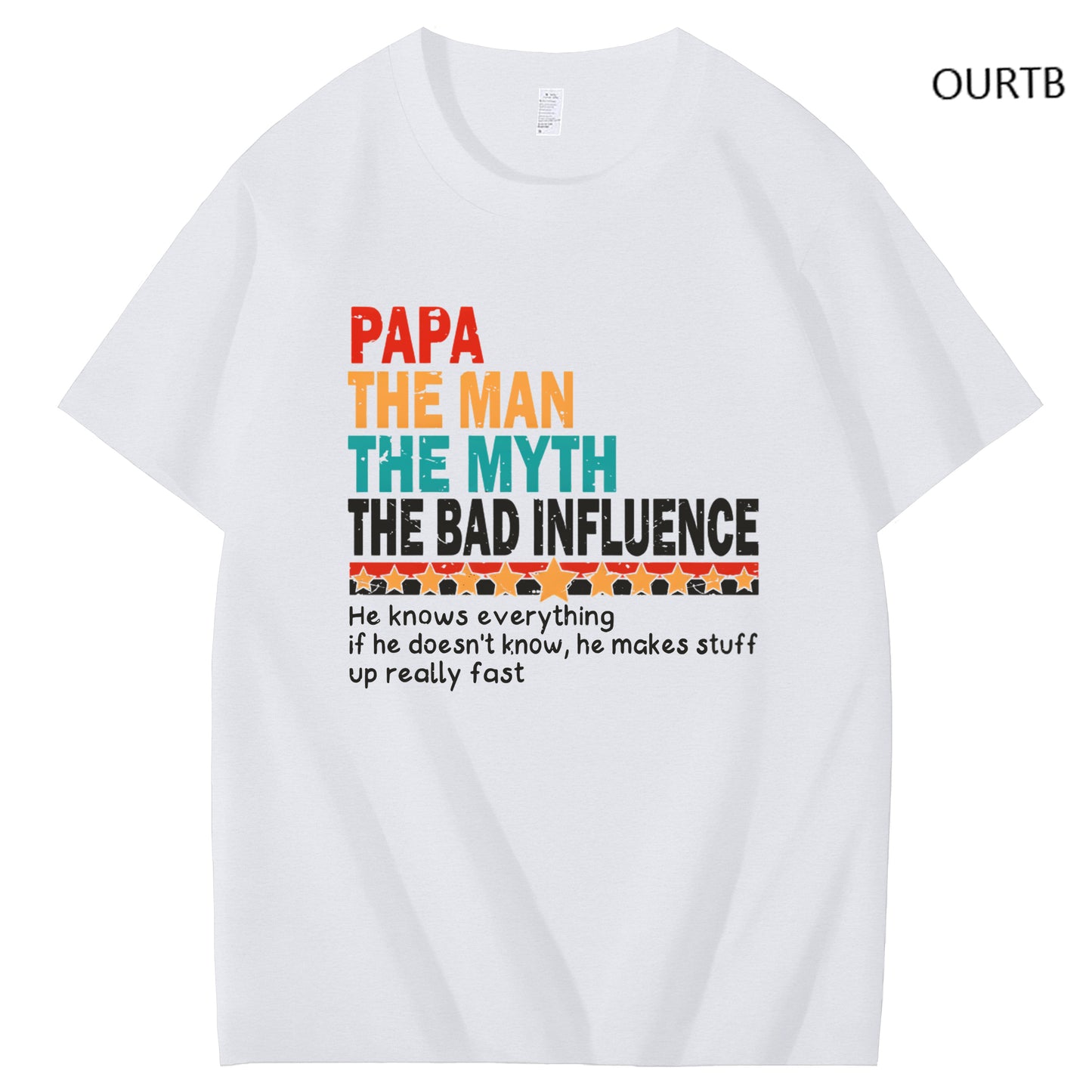 Papa The Man The Myth The Bad Influence Art Pattern Print T-Shirt