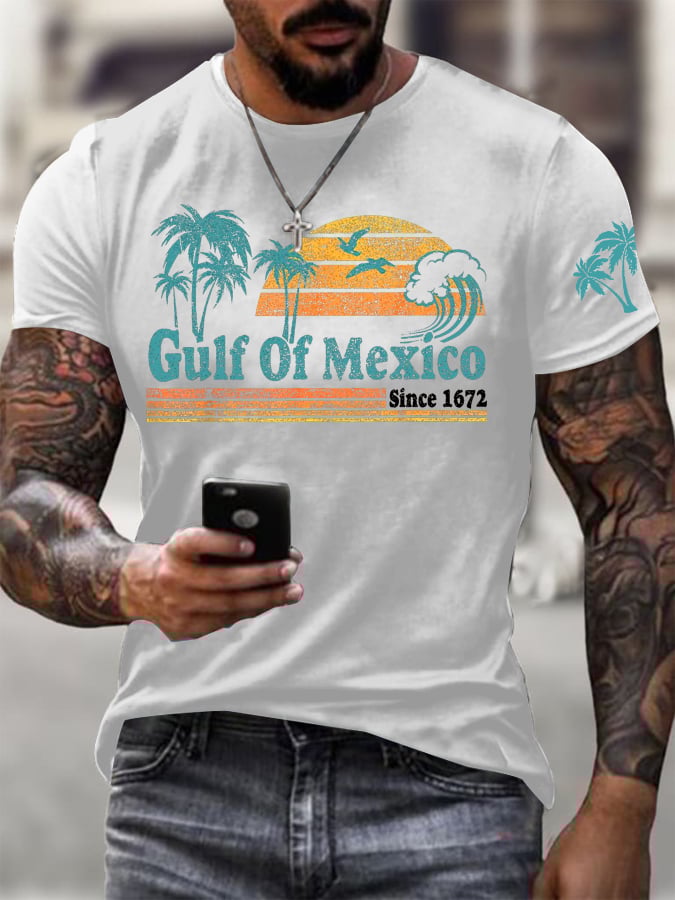 Men's Gulf Of Mexico Printed Round Neck T-Shirt