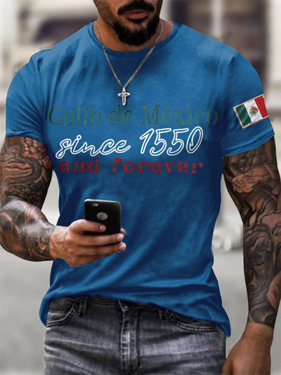 Men'S Retro Gulf Of Mexico Printed Casual Crew Neck T-Shirt
