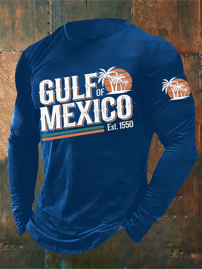 Men'S Retro Gulf of Mexico Print T-Shirt