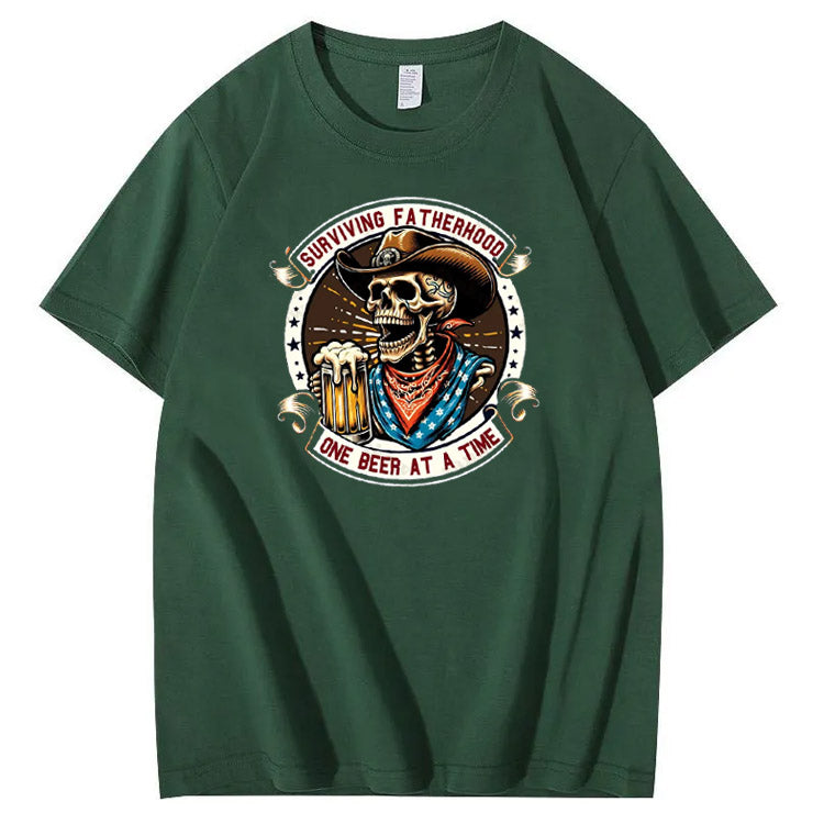 One Beer At A Time Pattern Print 100%Cotton T-Shirt