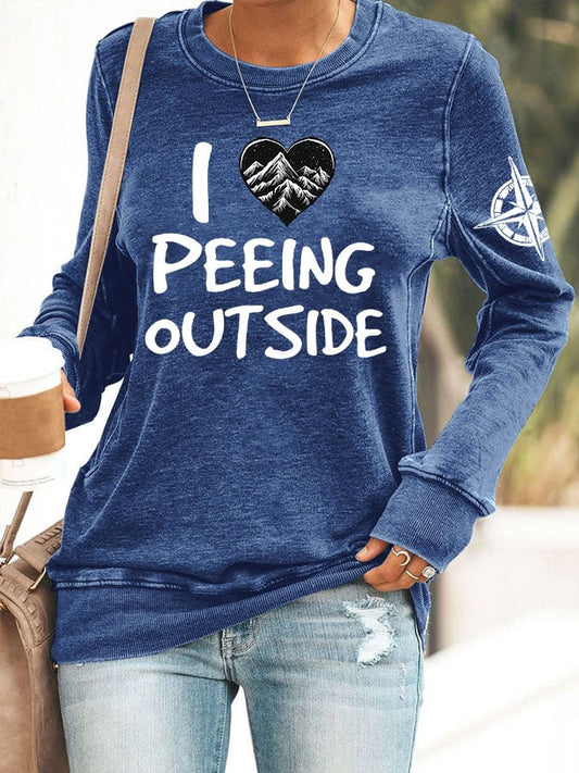 Women'S Retro Hiking I Love Peeing Outside Print Sweatshirt