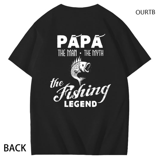Papa The Man The Myth The Fishing Legend Funny Adult Couple Art Pattern Print T-Shirt