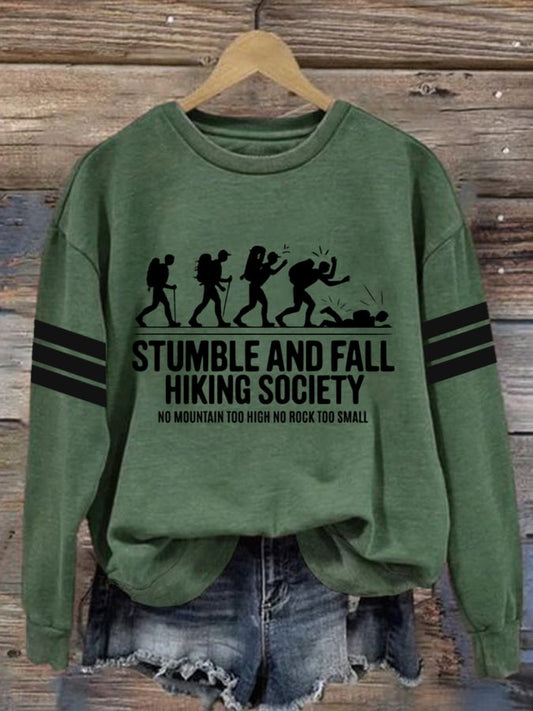 Women's Hiking Print Crew Neck Long Sleeve Sweatshirt