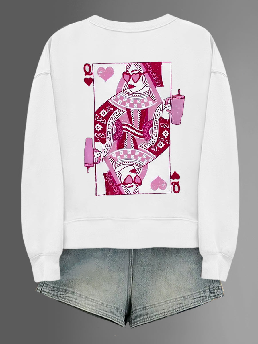 Women's The Queen Of Heart Art Pattern Print Sweatshirt