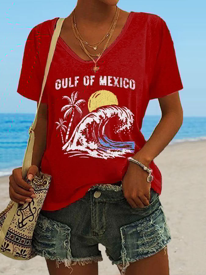 Women's Gulf Of Mexico Print Casual T-Shirt
