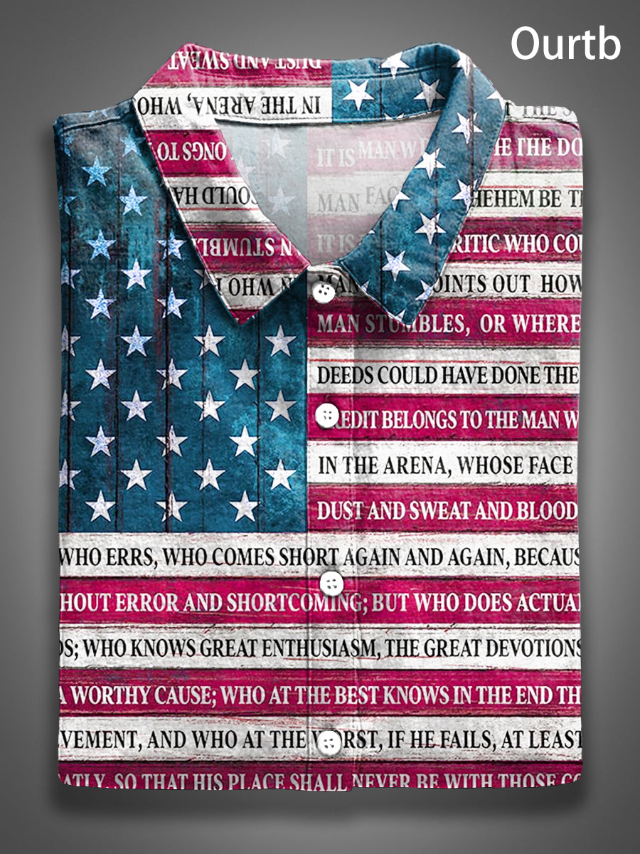 Abstract Freedom USA Independence Day Abstract Pattern Art Print Casual 100% Cotton Shirt