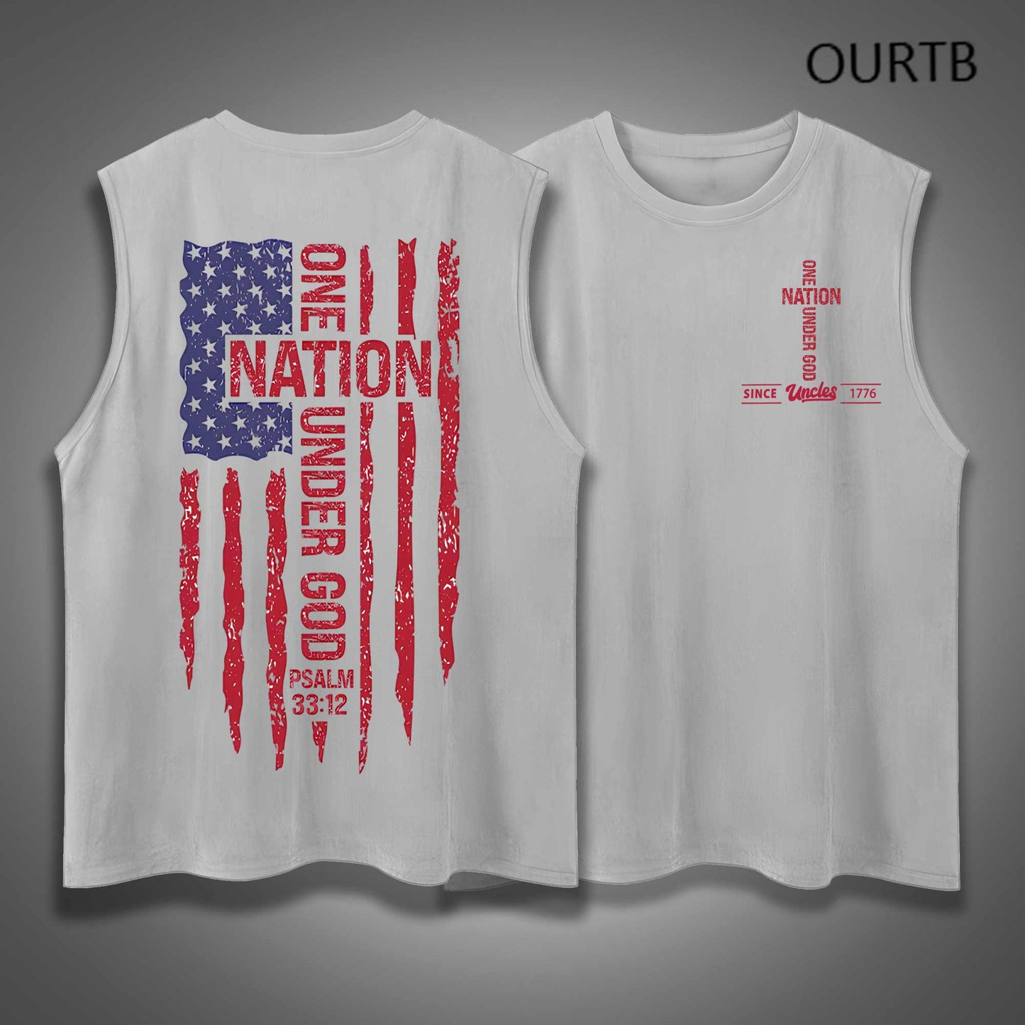 Uncle Since 1776 One Nation Under God USA Independence Day Funny Adult Discomfort Art Print Cotton Sleeveless Tank Tops