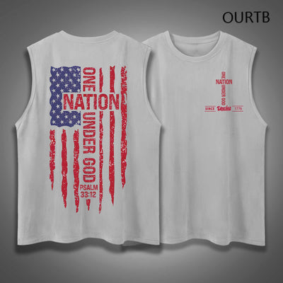 Uncle Since 1776 One Nation Under God USA Independence Day Funny Adult Discomfort Art Print Cotton Sleeveless Tank Tops