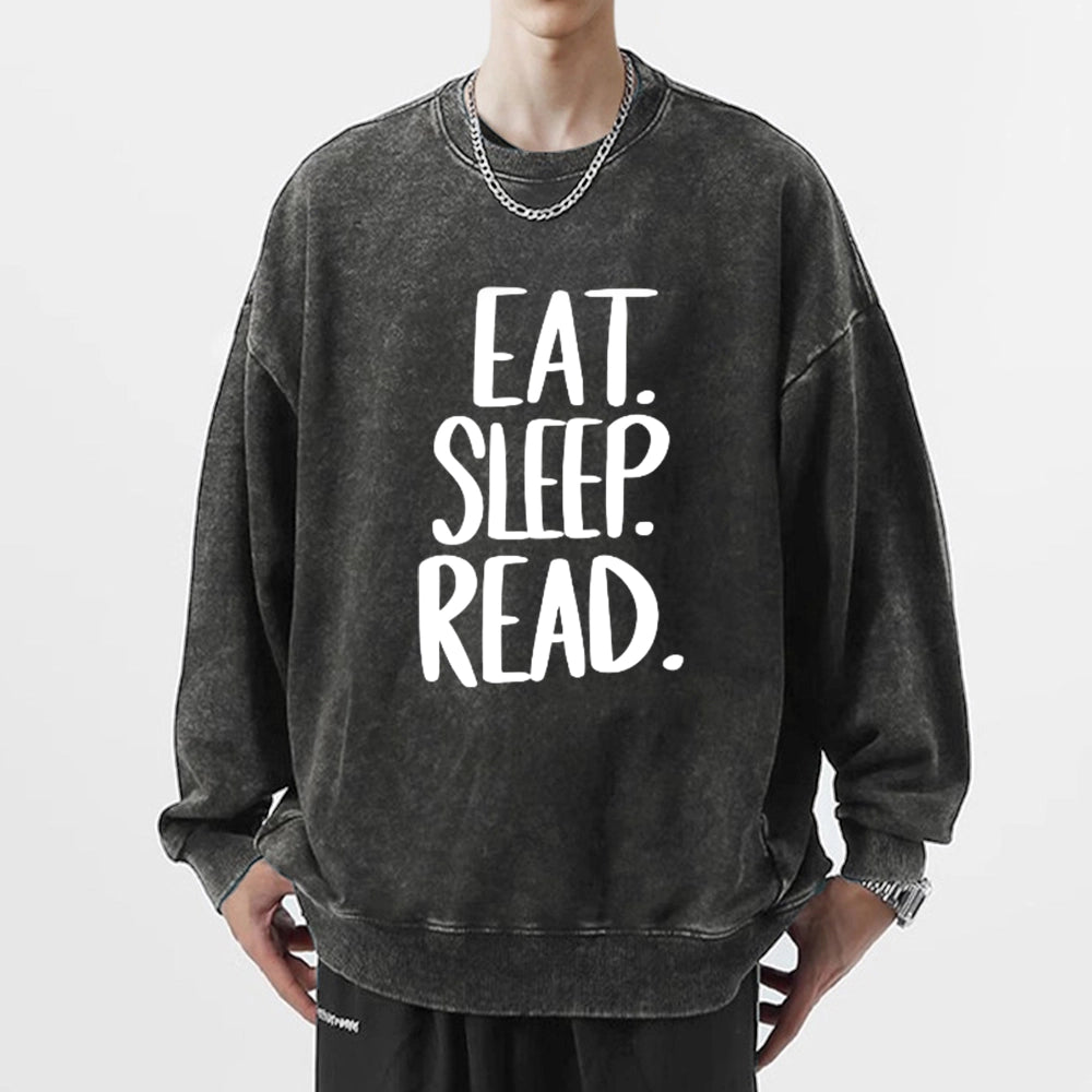 Eat Sleep Read Unisex Washed Sweatshirt