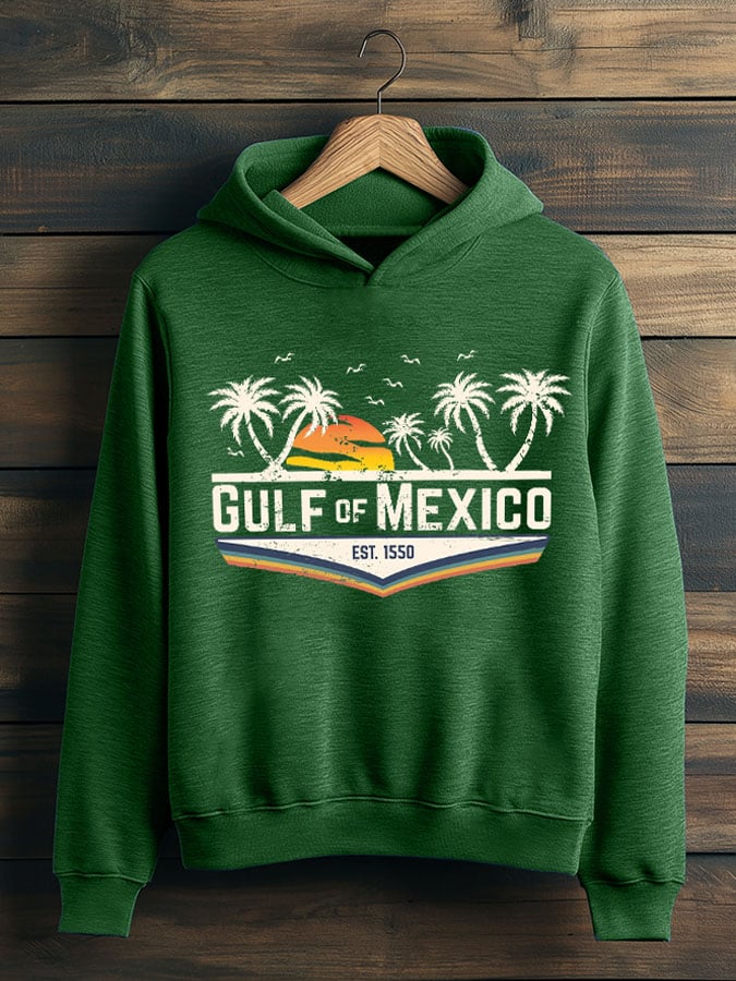 Men's Gulf Of Mexico Print Casual Hooded Sweatshirt