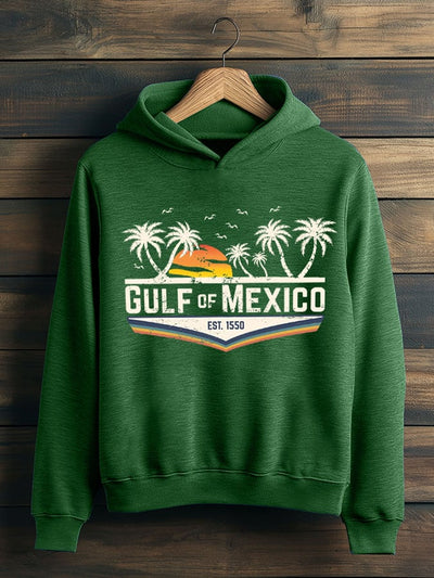 Men's Gulf Of Mexico Print Casual Hooded Sweatshirt