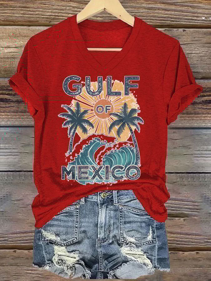 Women's Retro Gulf of Mexico Print T-Shirt