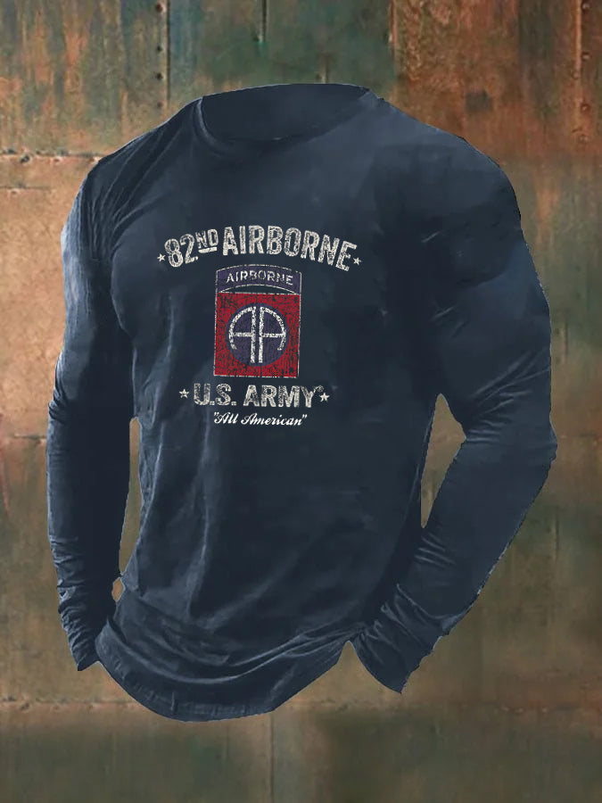 Men's Airborne U.S Army  Pattern Long Sleeve T-Shirt