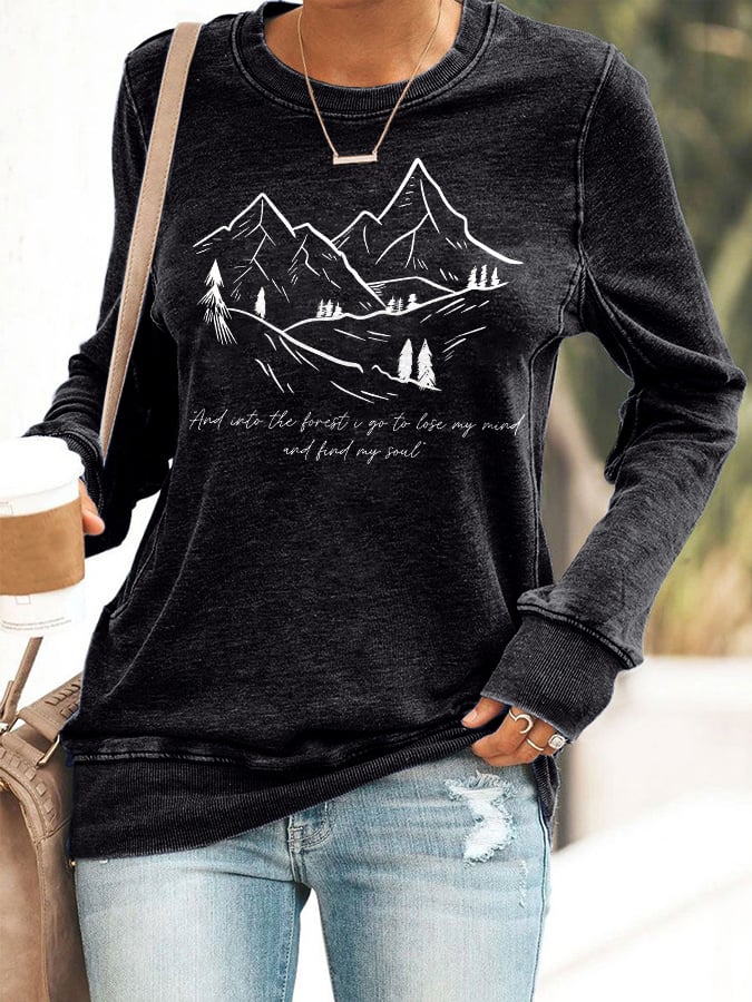 Retro Hiking Outdoors Camping And Into The Forest I Go To Lose My Mind And Find My Soul Print Sweatshirt