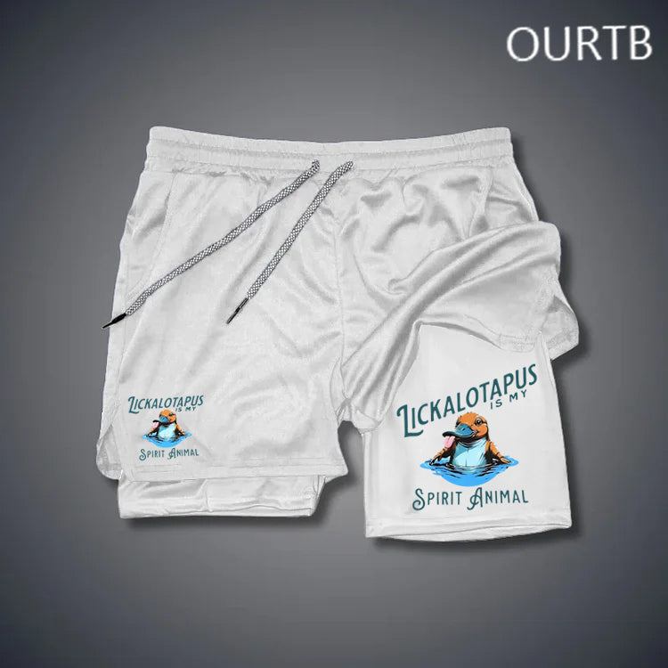 Lickalotapus Is My Spirit Animal Funny Art Print Shorts Pants