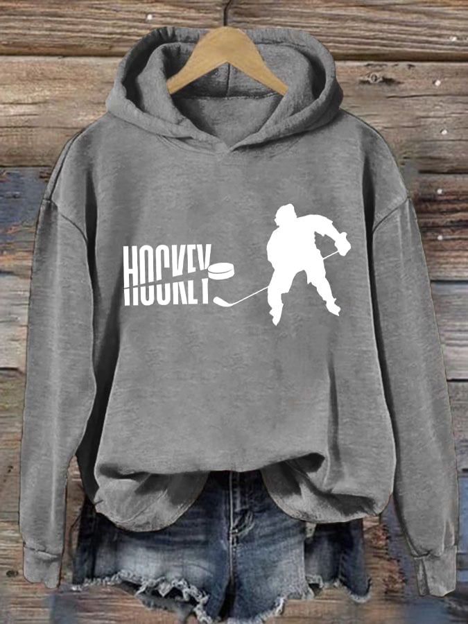 Women's Ice Hockey Printed Casual Crew Neck Sweatshirt