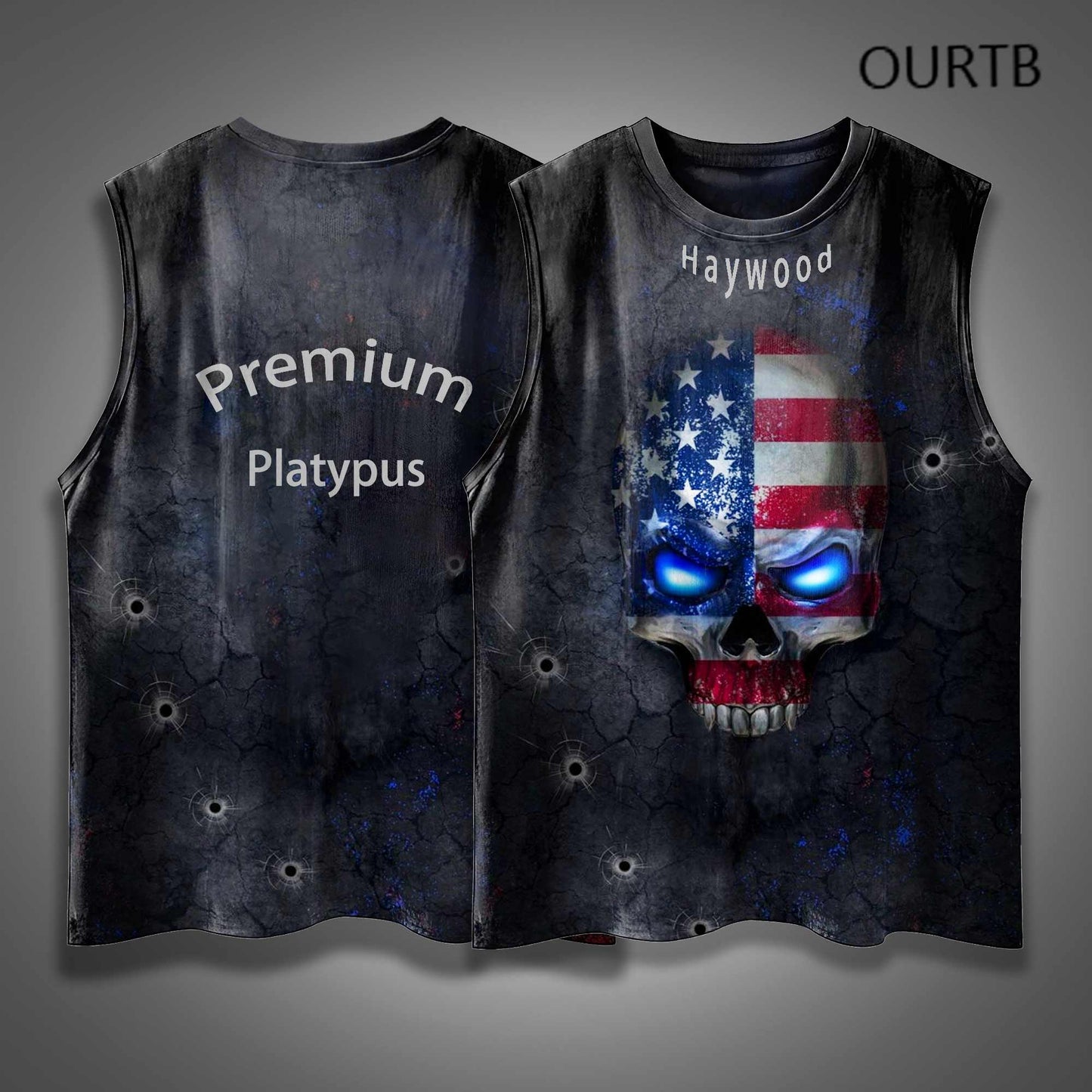 Haywood Premium Platypus 1776 Patriot Flag Red White And Blue USA Independence Day Funny Adult Discomfort Art Print Cotton Sleeveless Tank Tops