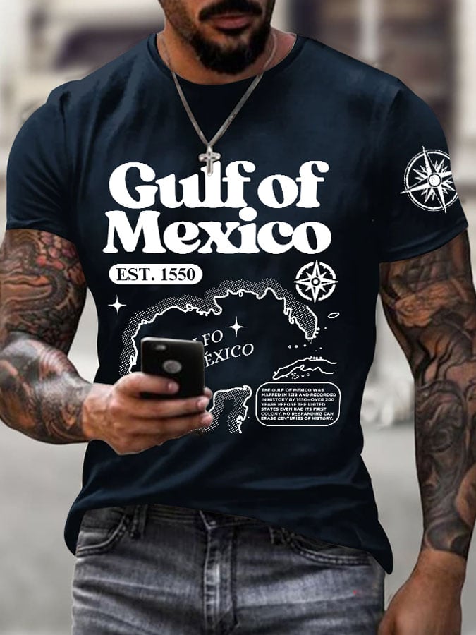 Men's Gulf Of Mexico Printed Round Neck T-Shirt