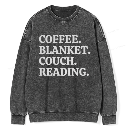 Coffee Blanket Couch Reading Unisex Washed Sweatshirt