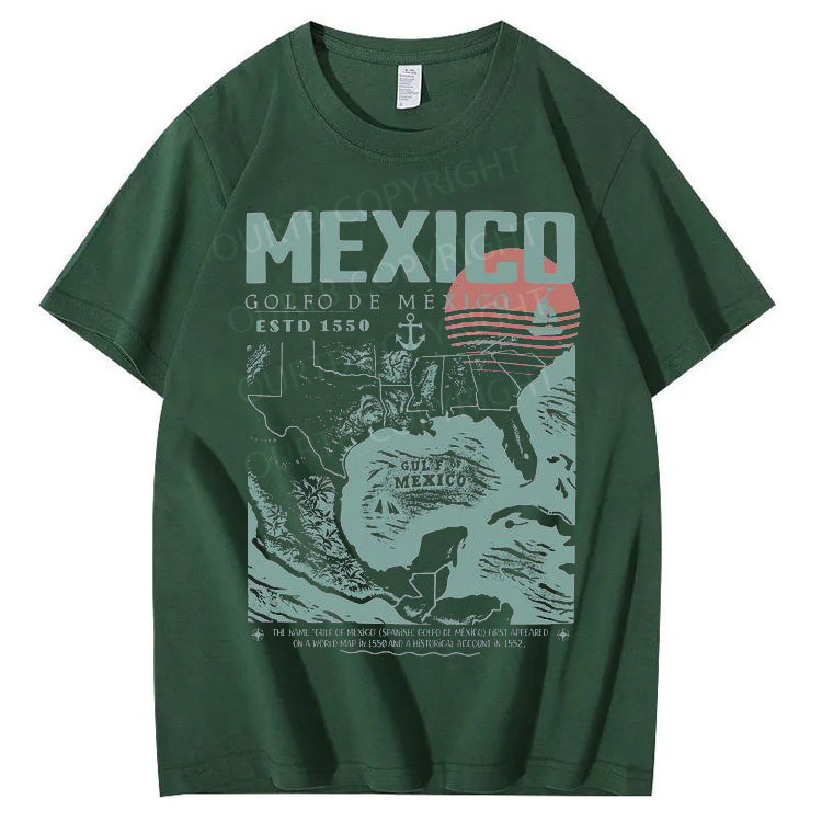 Mexico Pattern Print Crew Neck T-Shirt
