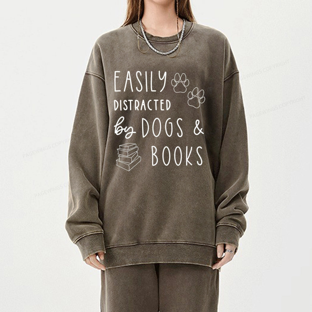 Dogs And Books Unisex Washed Sweatshirt