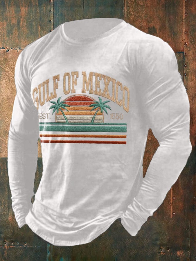 Men'S Retro Gulf of Mexico 1550 Print T-Shirt