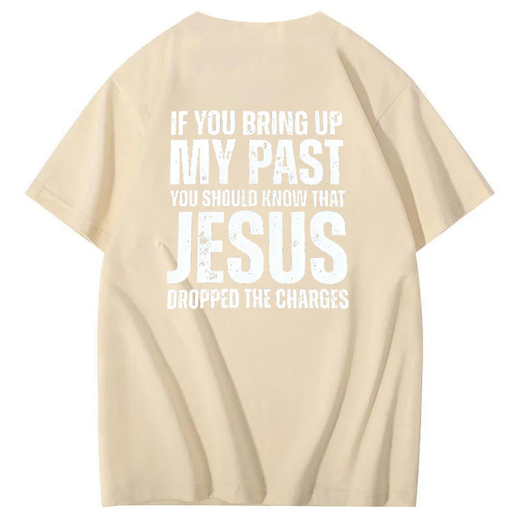 Bring Up My Past Jesus Pattern Print Crew Neck T-Shirt