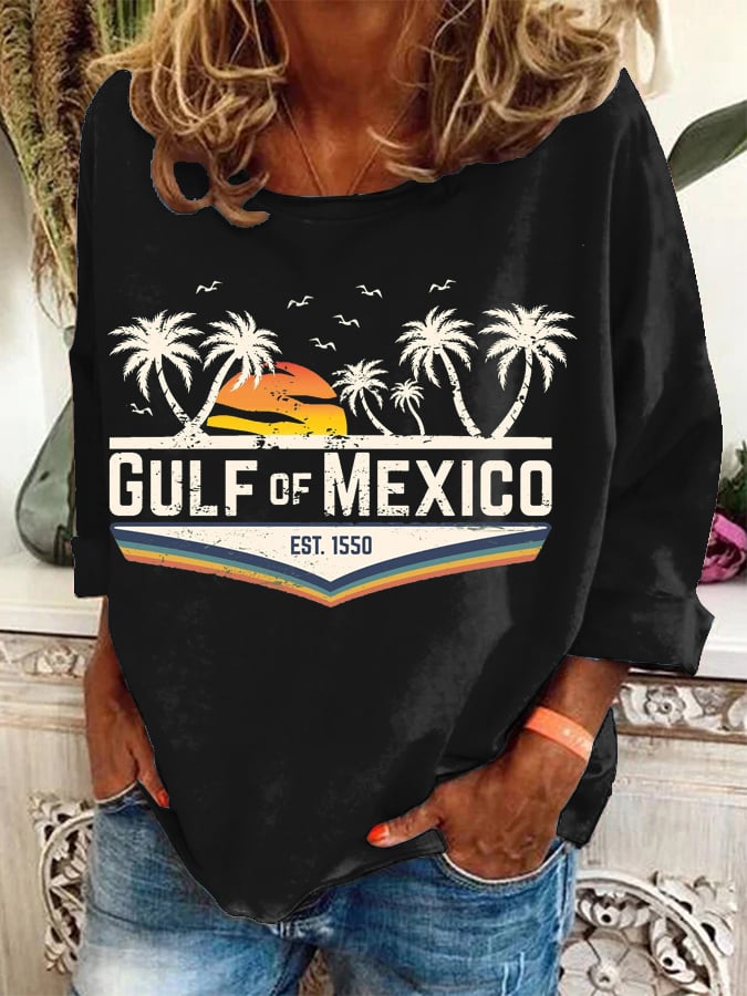 Women's Gulf Of Mexico Print Casual Sweatshirt
