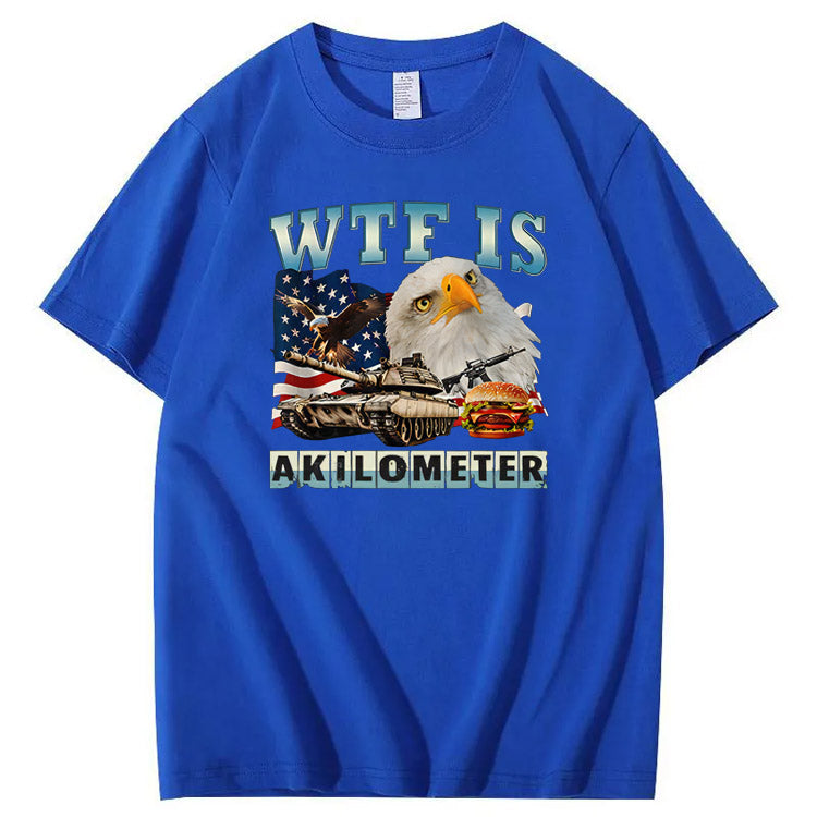 Wtf Is Akilometer American Flag Pattern Print Cotton T-Shirt