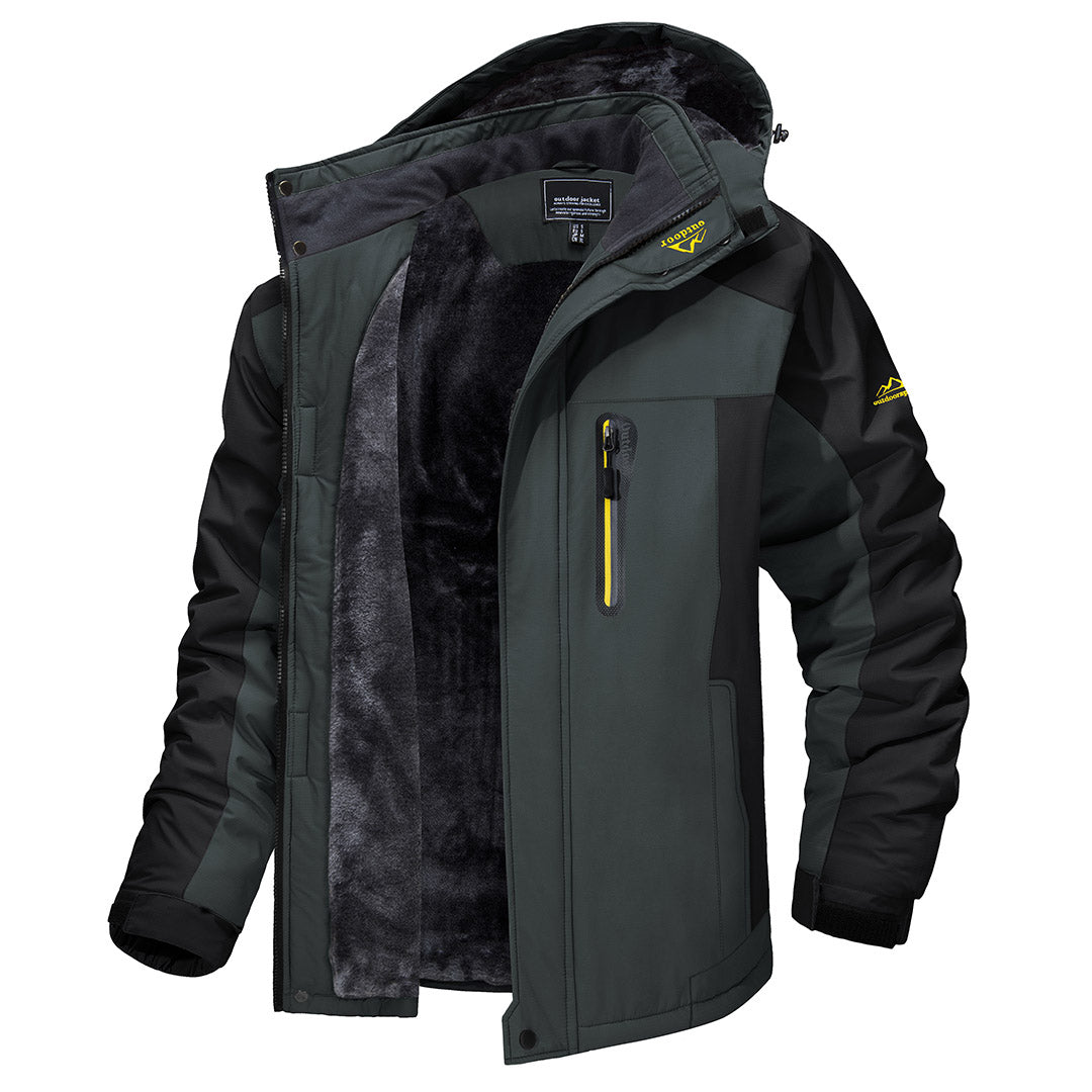 Men's Windproof Fleece Lined Ski Jacket with Multiple Pockets