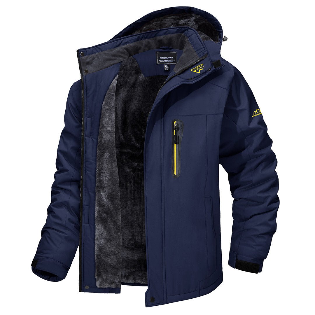 Men's Windproof Fleece Lined Ski Jacket with Multiple Pockets